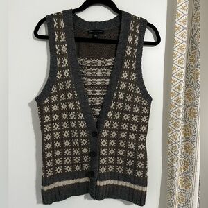 Banana Republic Fair Isle Knit Sweater Vest Gray/Taupe Size L - NWOT
